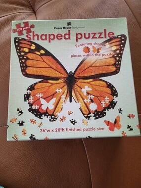 Paper House Productions Shaped Pieces Butterfly Puzzle - Orange & Black EUC